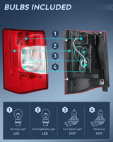 Nilight Taillight Assembly Compatible with 2011 2012 2013 2014 2015 2016 Chrysler Town & Country with LED Type Taillights Only Rear Lamp OE Style Driver Side, view 3