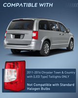Nilight Taillight Assembly Compatible with 2011 2012 2013 2014 2015 2016 Chrysler Town & Country with LED Type Taillights Only Rear Lamp OE Style Passenger Side, view 2