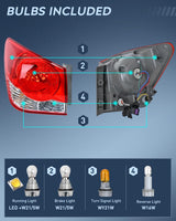 Nilight Taillight Assembly Compatible with 2011 2012 2013 2014 2015 Chevy Cruze 2016 Limited Outer Tail Light OE Style Rear Lamp Replacement Driver and Passenger Side, view 2