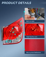 Nilight Taillight Assembly Compatible with 2011 2012 2013 2014 2015 Chevy Cruze 2016 Limited Outer Tail Light OE Style Rear Lamp Replacement Passenger Side, view 6