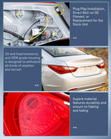 Nilight Taillight Assembly Compatible with 2011 2012 2013 2014 Hyundai Sonata Sedan 4-Door Outer Tail Light OE Style Rear Lamp Replacement Driver Side, view 5