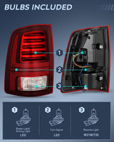 Nilight Taillight Assembly Compatible with 2013 2014 2015 2016 2017 2018 Dodge Ram 1500 2014-2018 Ram 2500 3500 LED Style Driver Side Rear Tail Light with Bulbs, view 3