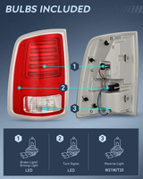 Nilight Taillight Assembly Compatible with 2013 2014 2015 2016 2017 2018 Dodge Ram 1500 2014-2018 Ram 2500 3500 LED Style Driver Side Rear Tail Light with Bulbs, view 3