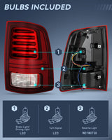 Nilight Taillight Assembly Compatible with 2013 2014 2015 2016 2017 2018 Dodge Ram 1500 2014-2018 Ram 2500 3500 LED Style Passenger Side Tail Light with Bulbs, view 3