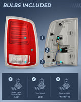 Nilight Taillight Assembly Compatible with 2013 2014 2015 2016 2017 2018 Dodge Ram 1500 2014-2018 Ram 2500 3500 LED Style Passenger Side Tail Light with Bulbs, view 3