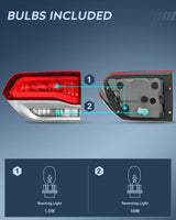 Nilight Taillight Assembly Compatible with 2014 2015 2016 2017 2018 2019 2020 Jeep Grand Cherokee Laredo/Limited/Overland/Summit Tail Lights Inner Passenger Side w/Bulbs, view 3