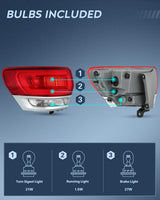 Nilight Taillight Assembly Compatible with 2014 2015 2016 2017 2018 2019 2020 Jeep Grand Cherokee Laredo/Limited/Overland/Summit Tail Lights Outer Driver Side w/Bulbs, view 3