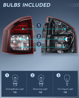 Nilight Taillight Assembly Compatible with 2014 2015 2016 2017 Jeep Compass Tail Light OE Style Rear Lamp Replacement Driver Side w/Bulbs, view 3