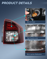 Nilight Taillight Assembly Compatible with 2014 2015 2016 2017 Jeep Compass Tail Light OE Style Rear Lamp Replacement Passenger Side w/Bulbs, view 6