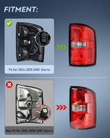 Nilight Taillight Assembly Compatible with 2014 2015 GMC Sierra 1500 | 2015 GMC Sierra 2500HD 3500HD Tail Light OE Style Rear Lamp Replacement Driver and Passenger Side, view 2