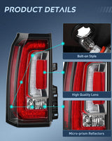 Nilight Taillight Assembly Compatible with 2015 2016 2017 2018 2019 2020 GMC Yukon and Yukon XL 2015-2018 submodel Denali SLE SLT LED Type Tail Lights Rear Lamp Replacement Driver Side, view 6