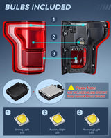 Nilight Taillight Assembly Compatible with 2015 2016 2017 Ford F150 F-150 Rear Tail Light with LED and Blind Spot System Lamp Replacement OE Style Radar Module NOT Included Drive Side, view 3