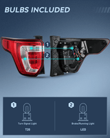 Nilight Taillight Assembly Compatible with 2016 2017 2018 2019 Ford Explorer Rear Lamp Replacement OE Style LED and halogen bulbs Driver Side Passenger, view 2