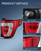 Nilight Taillight Assembly Compatible with 2016 2017 2018 2019 Ford Explorer Rear Lamp Replacement OE Style with LED and halogen bulbs Passenger Side, view 6