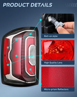 Nilight Taillight Assembly Compatible with 2016 2017 2018 GMC Sierra 1500 Tail Light with LED Type OE Style Rear Lamp Replacement Driver Side, view 6