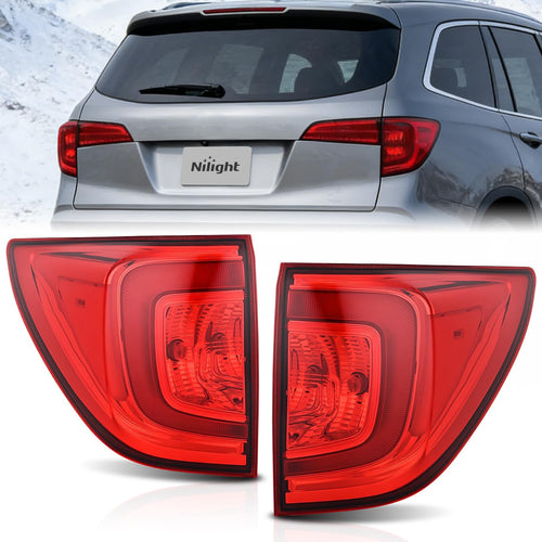 Nilight Taillight Assembly Compatible with 2016 2017 2018 Honda Pilot | Outer Tail Light OE Style Rear Lamp Replacement Driver and Passenger Side