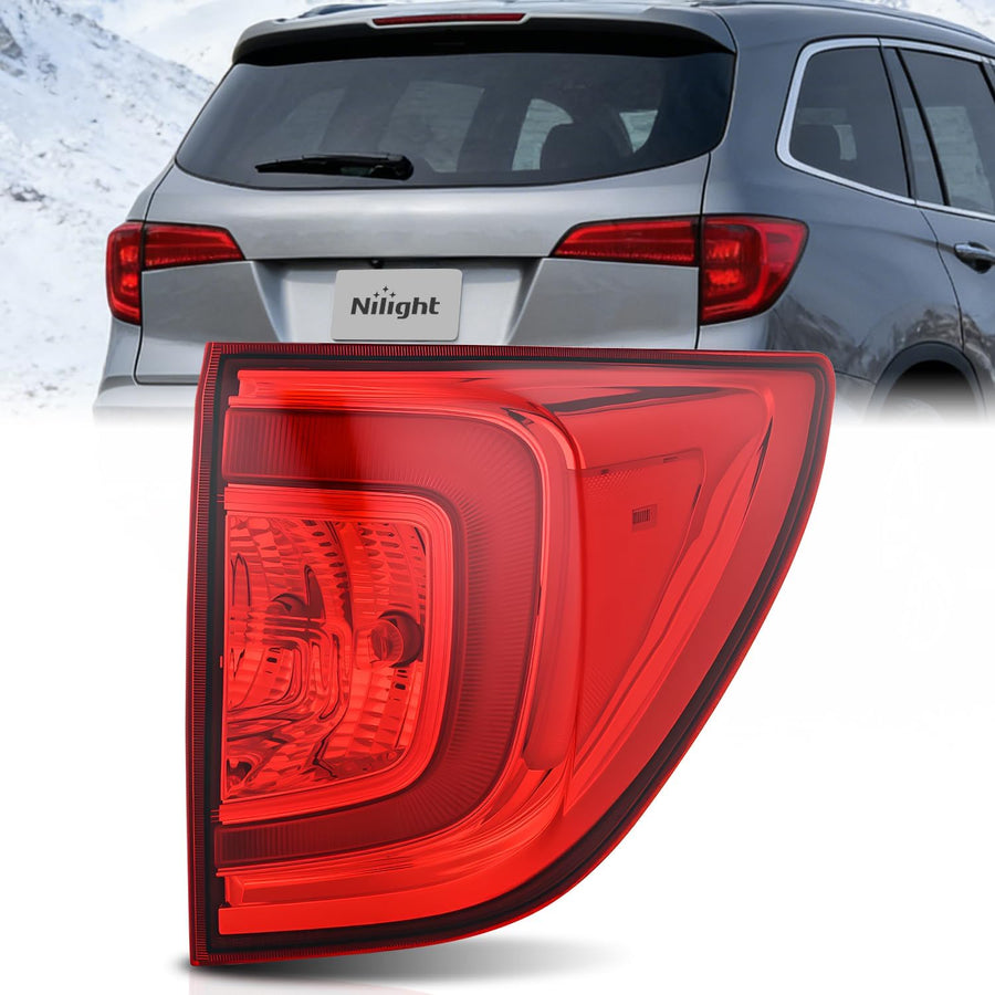 Nilight Taillight Assembly Compatible with 2016 2017 2018 Honda Pilot Outer Tail Light OE Style Rear Lamp Replacement Passenger Side