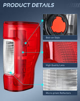 Nilight 2017 2018 2019 Ford F250 F350 Super Duty Rear Lamp Replacement Taillight Assembly OE Style Driver Side and Passenger Side Red Lens, view 6