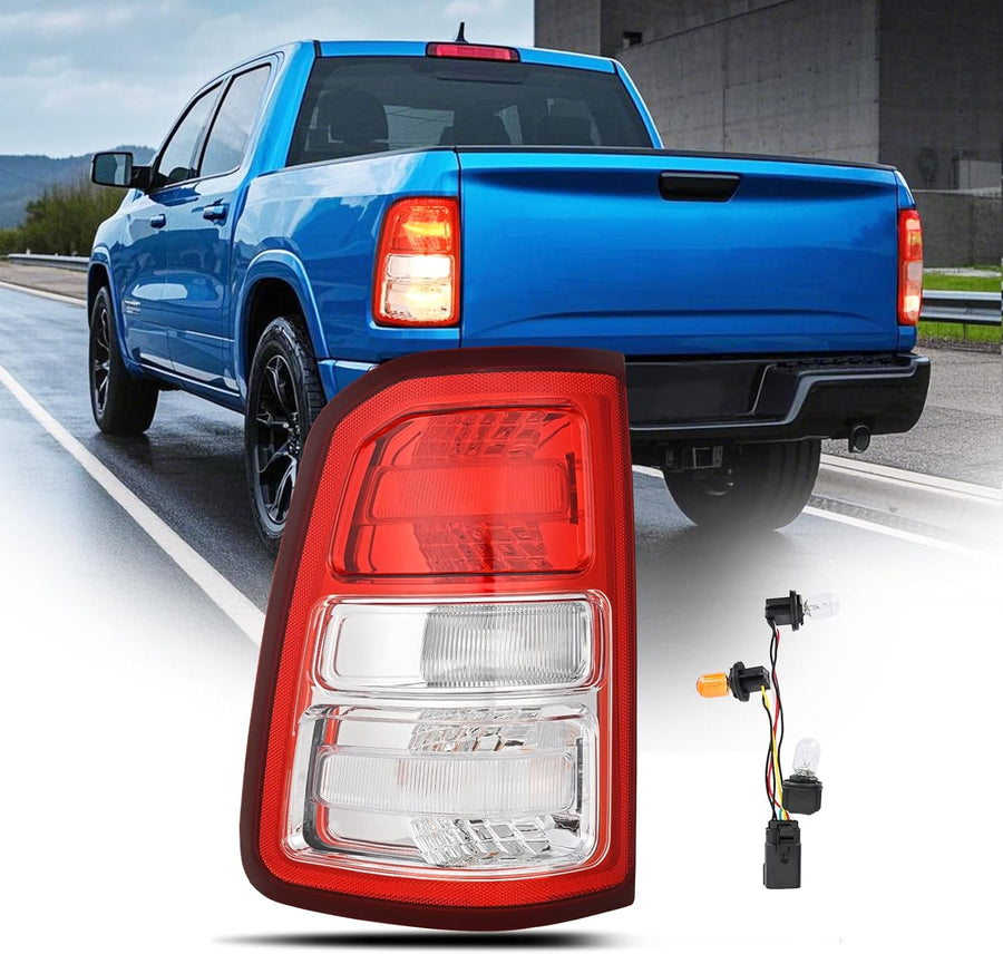 Nilight Taillight Assembly Compatible with 2019 2020 2021 2022 2023 Dodge Ram 1500 Tail Light Replacement OE Style Driver Side with Bulbs
