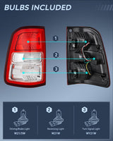 Nilight Taillight Assembly Compatible with 2019 2020 2021 2022 2023 Dodge Ram 1500 Tail Light Replacement OE Style Driver Side with Bulbs, view 3