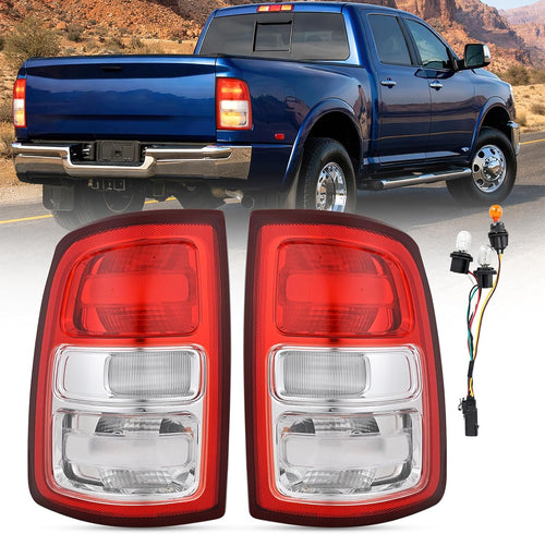 Nilight Taillight Assembly Compatible with 2019 2020 2021 2022 2023 Dodge Ram 2500 2019-2023 Dodge Ram 3500 Red Bezel Tail Light OE Style Rear Lamp Replacement Driver and Passenger Side