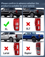 Nilight Taillight Assembly Compatible with 2019 2020 2021 2022 2023 Ford Ranger XL Rear Lamp Replacement OE Style LED and halogen bulbs Driver Passenger Side, view 2