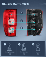 Nilight Taillight Assembly Compatible with 2019 2020 2021 2022 2023 Ford Ranger XL Rear Lamp Replacement OE Style LED and halogen bulbs Driver Passenger Side, view 3