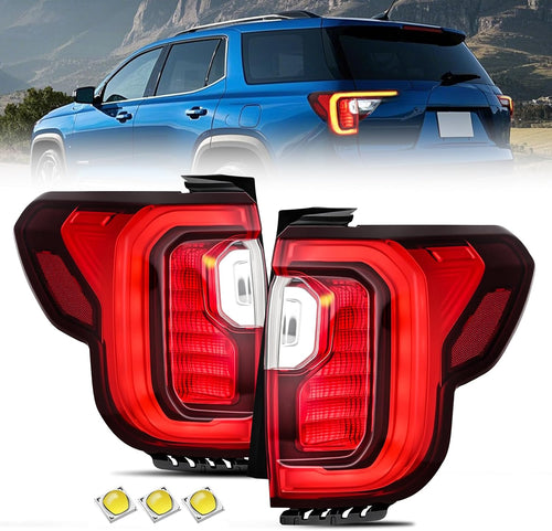 Nilight Taillight Assembly Compatible with 2020 2021 2022 2023 GMC Acadia | SL SLE SLT Denali LED Outer Tail Light Replacement OE Style Chrome Bezel Driver side and Passenger Side