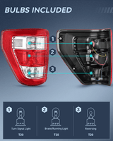 Nilight Taillight Assembly Compatible with 2021 2022 2023 Ford F150 XL Non Blind Spot Tail Light Model Rear Lamp Replacement OE Style halogen bulbs Driver Side, view 3