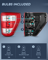 Nilight Taillight Assembly Compatible with 2021 2022 2023 Ford F150 XL Non Blind Spot Tail Light Model Rear Lamp Replacement OE Style halogen bulbs Passenger Side, view 4