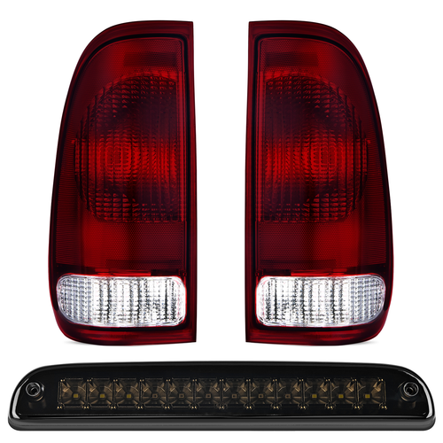 Nilight Taillight Assembly Compatible with Ford 1997 1998 1999 2000 2001 2002 2003 2004 2005 2006 2007 Ford F150 Styleside F250 F350 F450 F550 Super Duty Dark Red Rear Tail Light Lamp OE Style