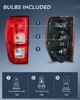 Nilight Taillight Assembly Compatible with Ford Ranger XL 2019 2020 2021 2022 2023 Rear Tail Light Lamp Replacement OE Style LED and halogen bulbs Driver Side, view 3