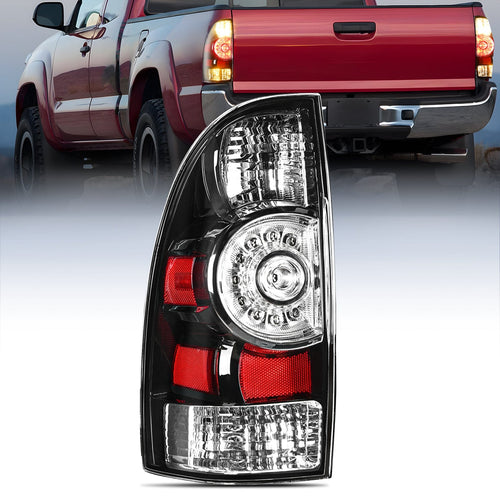 Nilight Taillight Assembly Compatible with Toyota Tacoma 2005 2006 2007 2008 2009 2010 2011 2012 2013 2014 2015 Rear Lamp Replacement Black Housing LED Lens Driver Side