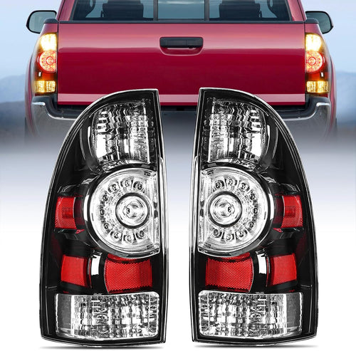 Nilight Taillight Assembly Compatible with Toyota Tacoma 2005 2006 2007 2008 2009 2010 2011 2012 2013 2014 2015 Rear Tail Light Lamp Replacement Black Housing LED Lens Driver and Passenger Side
