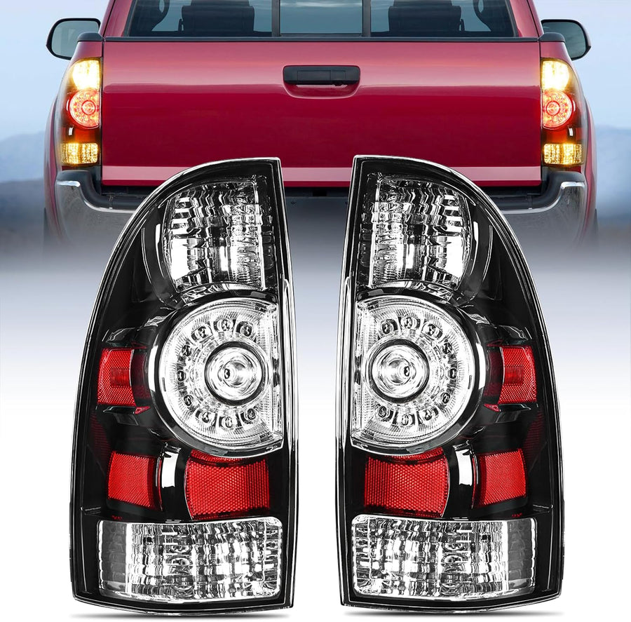 Nilight Taillight Assembly Compatible with Toyota Tacoma 2005 2006 2007 2008 2009 2010 2011 2012 2013 2014 2015 Rear Tail Light Lamp Replacement Black Housing LED Lens Driver and Passenger Side