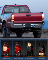 Nilight Taillight Assembly Compatible with Toyota Tacoma 2005 2006 2007 2008 2009 2010 2011 2012 2013 2014 2015 Rear Tail Light Lamp Replacement Black Housing LED Lens Driver and Passenger Side, view 3