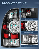 Nilight Taillight Assembly Compatible with Toyota Tacoma 2005 2006 2007 2008 2009 2010 2011 2012 2013 2014 2015 Rear Tail Light Lamp Replacement Black Housing LED Lens Driver and Passenger Side, view 6