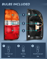 Nilight 2001 2002 2003 2004 Toyota Tacoma Taillight Assembly Rear Lamp Replacement OE Style Passenger Side, view 2