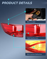 Nilight Taillight Assembly for 2014 2015 2016 2017 2018 2019 2020 Acura MDX | Tail Light OE Style Outer Rear Lamp Replacement Driver Side, view 6