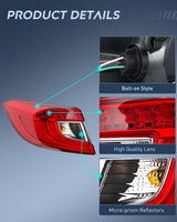 Nilight Taillight Assembly for 2018 2019 2020 2021 2022 Honda Accord | Sedan 4-Door Tail Light OE Style Rear Outer Lamp Replacement Driver Side, view 5