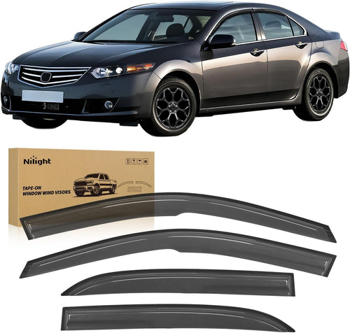 Nilight Tape-On Rain Guards for Honda Accord 2003 2004 2005 2006 2007 | Outside Mount Window Visors Vent Visors Deflectors, Smoke Tint, 4PCS