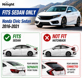 Nilight Tape-On Rain Guards for Honda Civic Sedan 2016-2021, 4PCS | Not for Hatchback, Side Window Visors for Fresh Air Circulation, Civic Sedan 2016 2017 2018 2019 2020 2021, Smoke Tinted, view 2