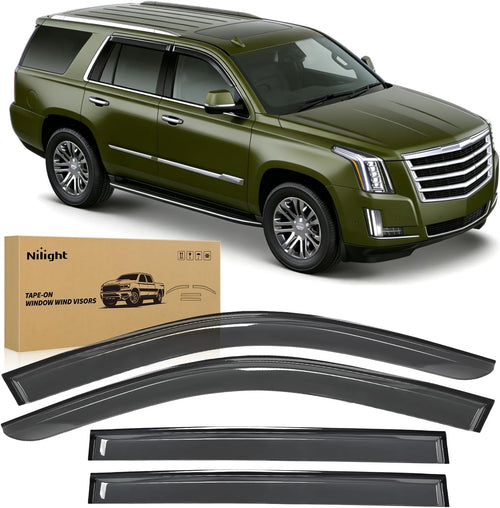 Nilight Tape-On Window Visors for Chevy Tahoe 2015-2020, 4PCS | Out-Channel Smoke Rain Guards, Helps Vent Fresh Air in Rainy Weather, Fits Cadillac Escalade/GMC Yukon 2015-2020