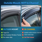 Nilight Tape-On Window Visors for Chevy Tahoe 2015-2020, 4PCS | Out-Channel Smoke Rain Guards, Helps Vent Fresh Air in Rainy Weather, Fits Cadillac Escalade/GMC Yukon 2015-2020, view 2
