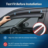 Nilight Tape on Window Visors for Dodge Ram 1500 Quad Cab 2019-2026, 4PCS | For New Body Quad Cab Only, Not for Crew Cab or Classic, Outside-Mount Rain Guards for Fresh Air Circulation, Smoke Tinted, view 3