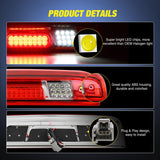 Nilight Third Brake Light High Mount 3rd Brake Stop Reverse Cargo LED Lights Red Shell Compatible with Chevy Silverado GMC Sierra 1500 2500 3500HD 2014 2015 2016 2017 2018 Pickup Truck, view 3