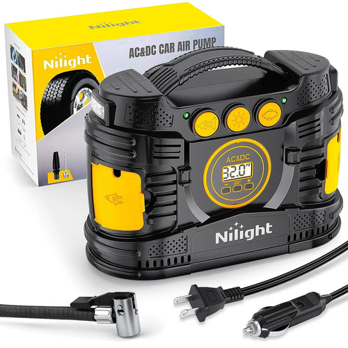 Nilight Tire Inflator Air Compressor AC/DC Dual Power 120PSI Digital Display