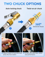 Nilight Tire Inflator with Digital Pressure Gauge 250PSI Heavy Duty | Air Chuck Compressor Attachments with Rubber Hose & Quick Connect Coupler 0.1 Display Resolution for Car Truck SUV RV, view 6