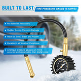 Nilight Tire Pressure Gauge 100PSI Heavy Duty Large 2 Inch Glow Dial ANSI B40.1 Certified Air Chucks Accurate Reading with Extended Hose for Truck Semi Truck ATV Motorhome Cars & RV Accessories, view 5