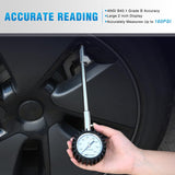 Nilight Tire Pressure Gauge 160PSI Heavy Duty Stainless Steel Dual Head Air Pressure Chucks ANSI B40.1 Certified Large 2 Inch Dial Wheel Checker for Truck Semi Truck ATV Motorhome Cars & RV Accessories, view 2